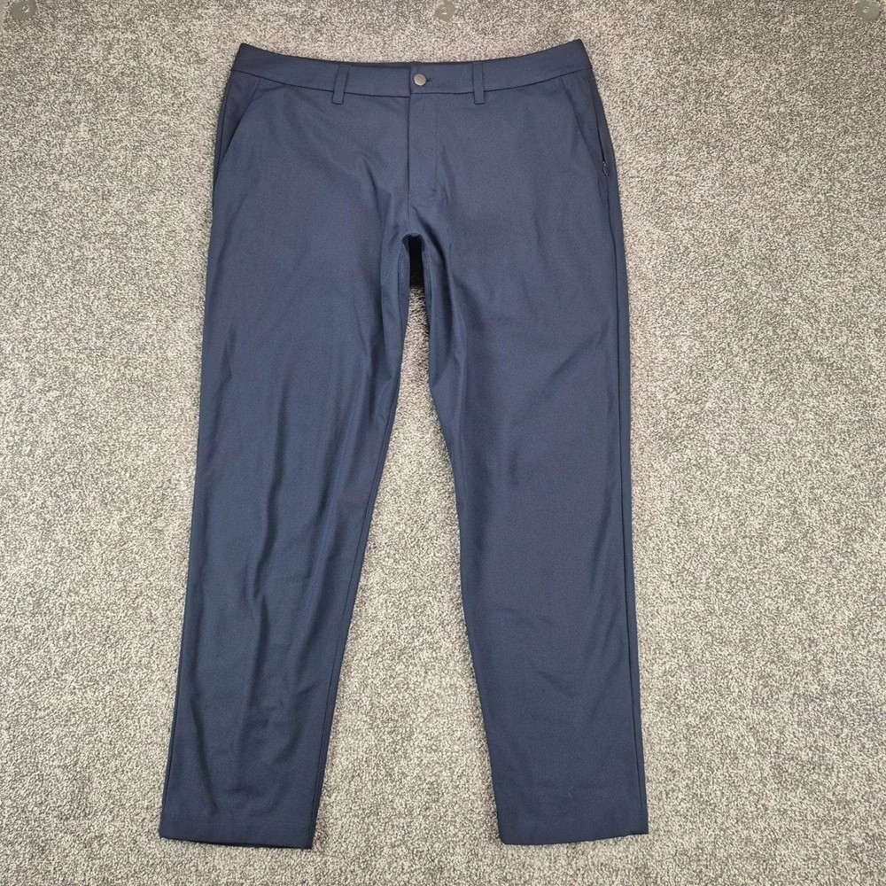Lululemon ABC Slim-Fit Trouser Pant Men 36 Navy Blue Warpstreme Stretch